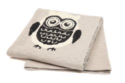 Casalanas Kinderdecke, 100% Baumwolle, 100 x 80 cm, Eulen Motiv