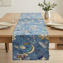 Casalanas Tischläufer, Zaffiro, 180x35 cm, blau, 100% Baumwolle, Handarbeit, Art.-Nr. 5027